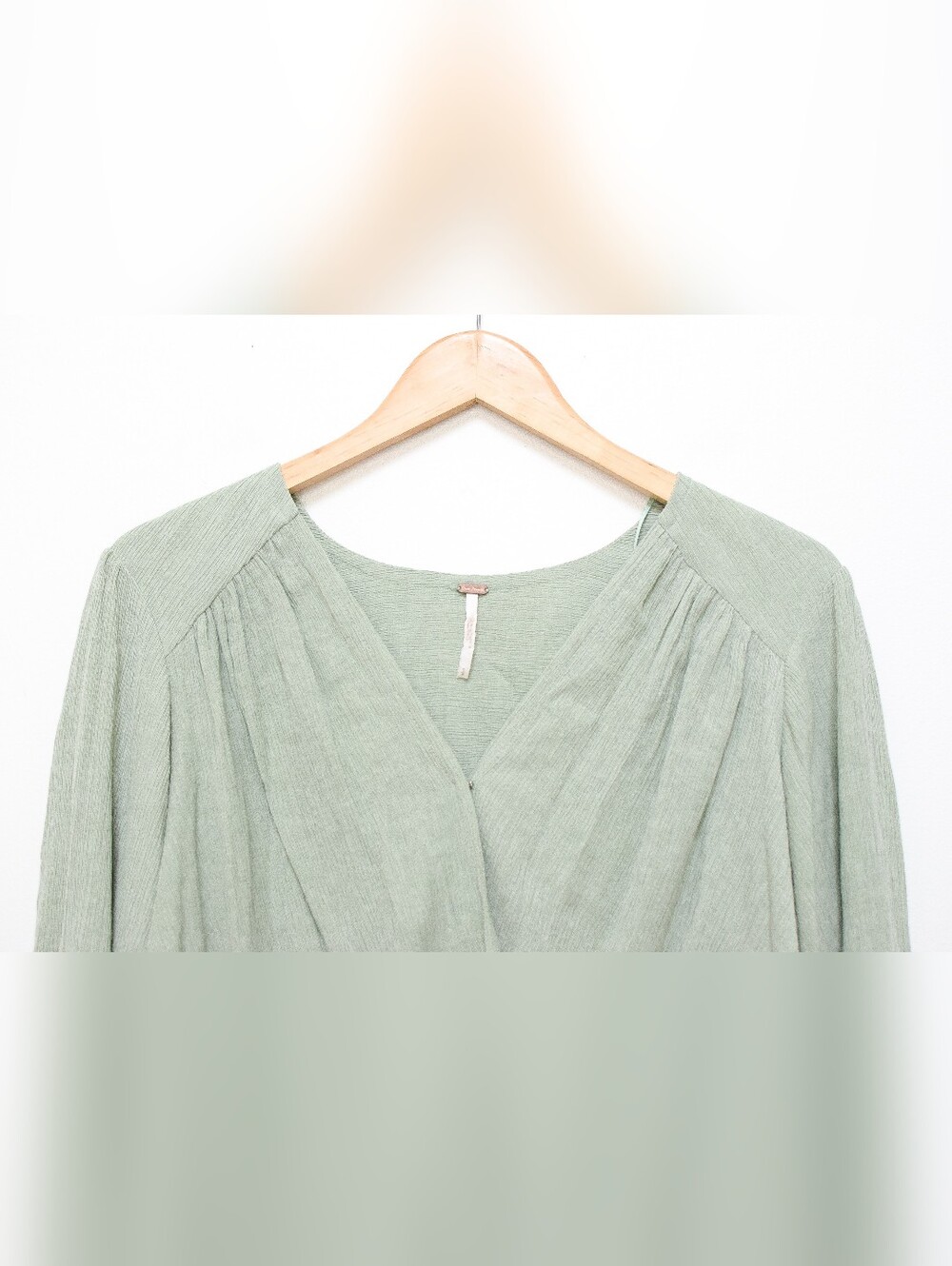 NWT Free People Check On It Wrap Top Green Slouchy Draped Blouse Size S Boho - Picture 6 of 9